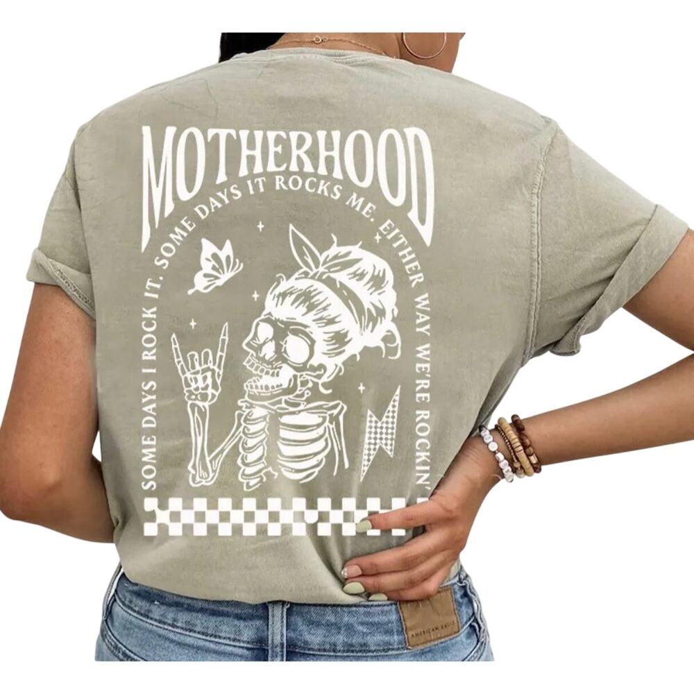 Motherhood Sometimes I Rock It Sometimes It Rocks Me Nursing T-shirt Size S